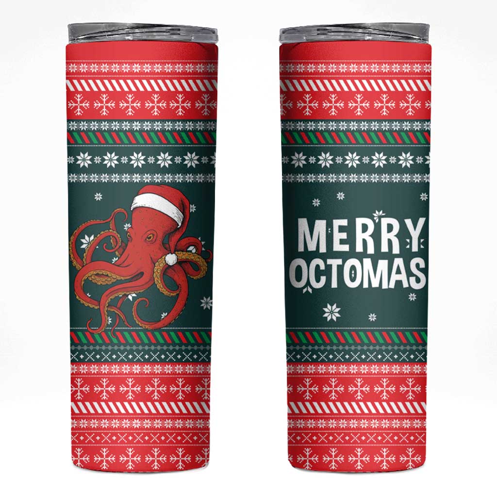 Merry Octomas Christmas Skinny Tumbler Xmas Holiday Patterns - Wonder Print Shop