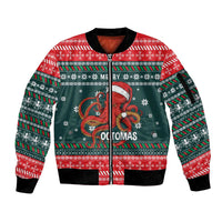 Merry Octomas Christmas Sleeve Zip Bomber Jacket Xmas Holiday Patterns - Wonder Print Shop