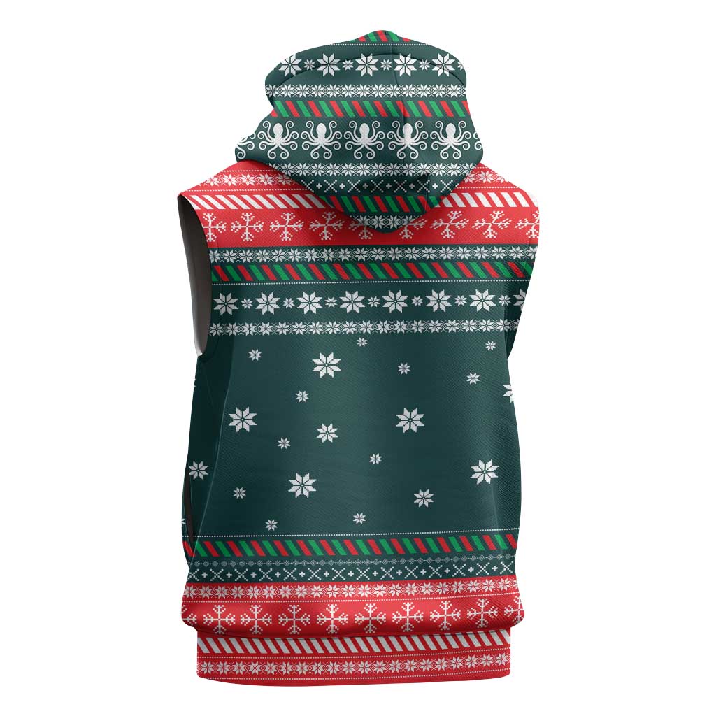 Merry Octomas Christmas Sleeveless Hoodie Xmas Holiday Patterns - Wonder Print Shop