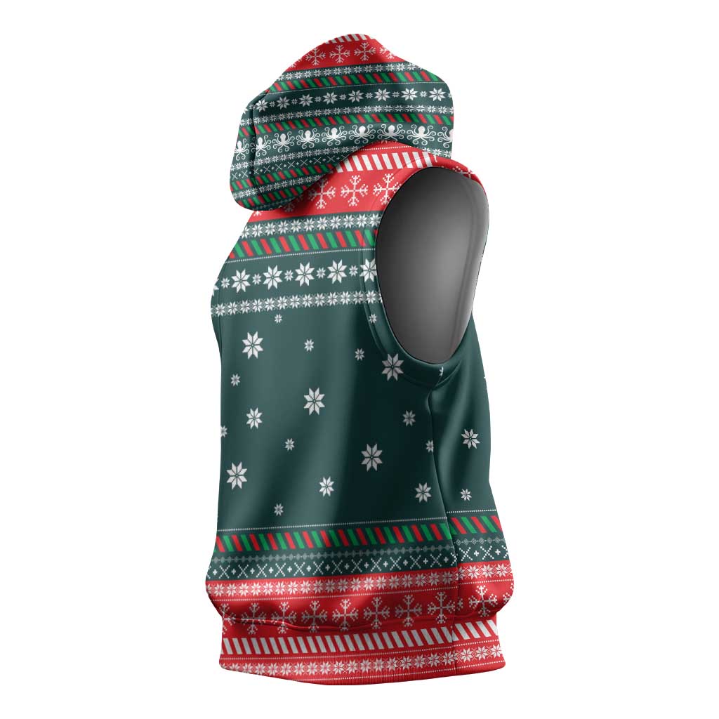 Merry Octomas Christmas Sleeveless Hoodie Xmas Holiday Patterns - Wonder Print Shop