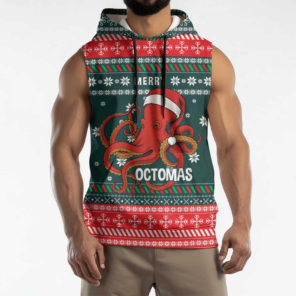 Merry Octomas Christmas Sleeveless Hoodie Xmas Holiday Patterns - Wonder Print Shop