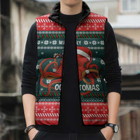 Merry Octomas Christmas Sleeveless Puffer Jacket Xmas Holiday Patterns - Wonder Print Shop