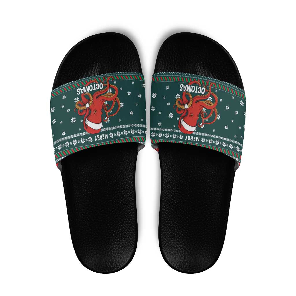 Merry Octomas Christmas Slide Sandals Xmas Holiday Patterns - Wonder Print Shop