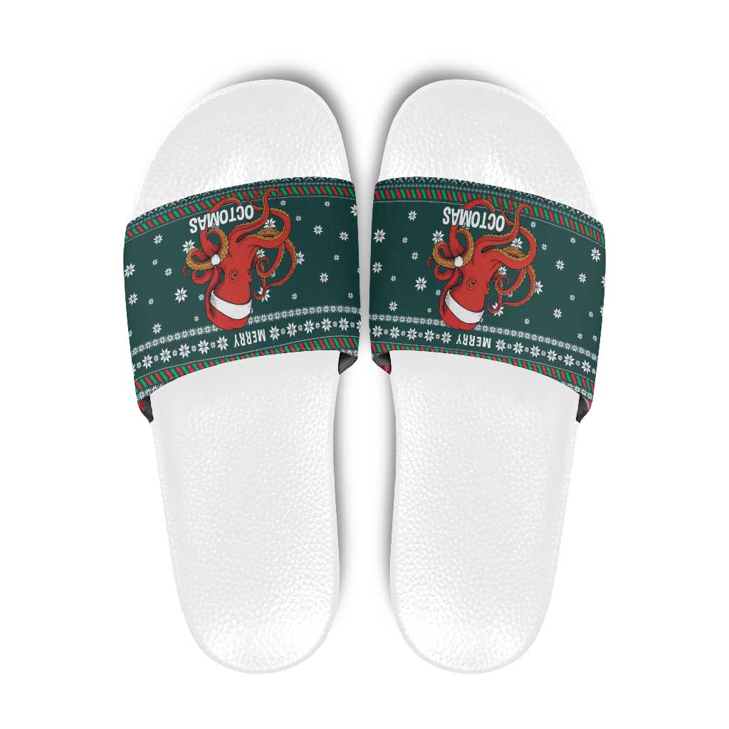 Merry Octomas Christmas Slide Sandals Xmas Holiday Patterns - Wonder Print Shop