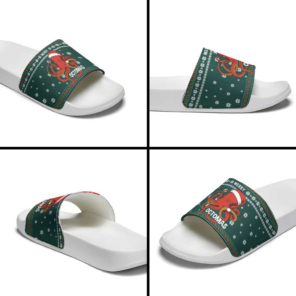 Merry Octomas Christmas Slide Sandals Xmas Holiday Patterns - Wonder Print Shop