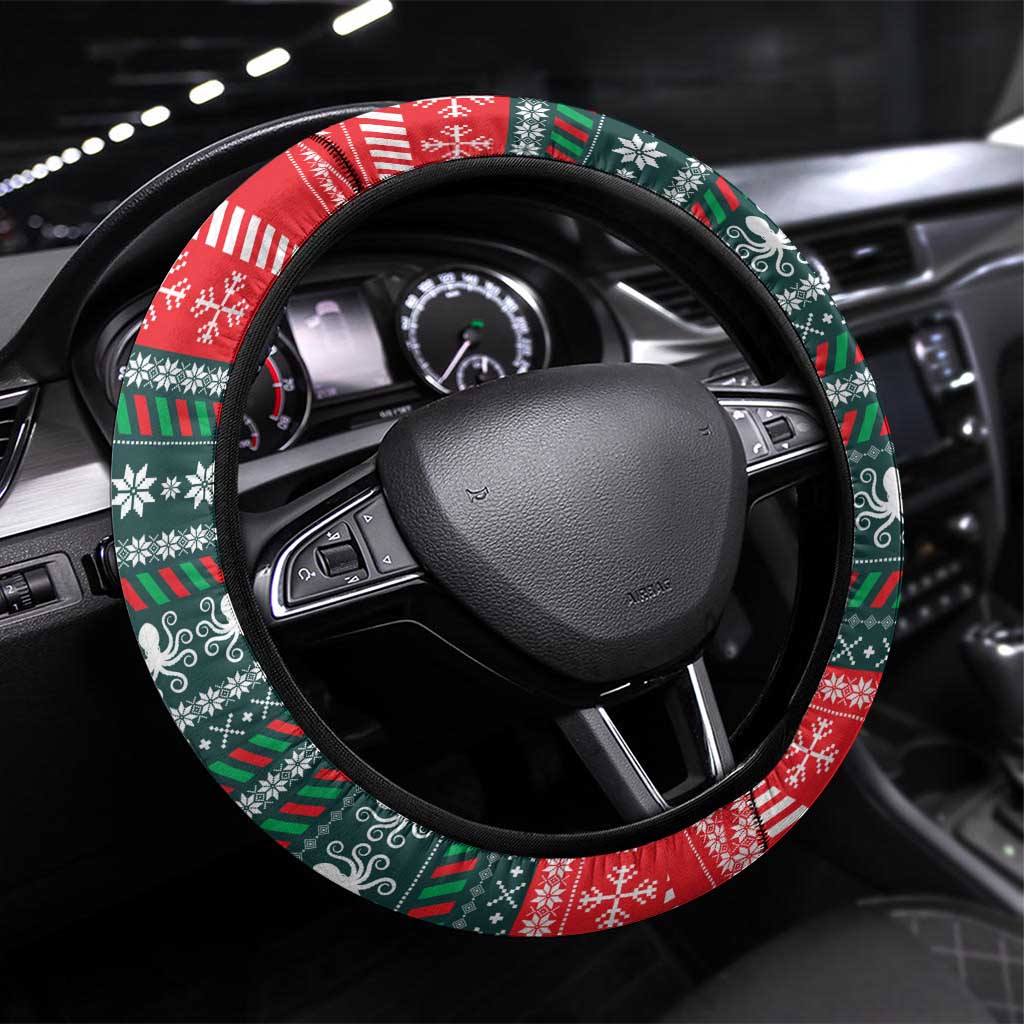 Merry Octomas Christmas Steering Wheel Cover Xmas Holiday Patterns - Wonder Print Shop