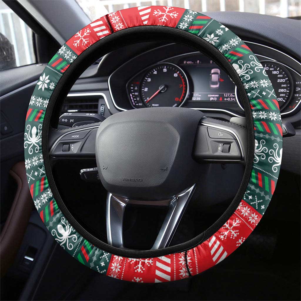 Merry Octomas Christmas Steering Wheel Cover Xmas Holiday Patterns - Wonder Print Shop