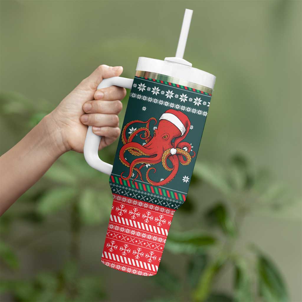 Merry Octomas Christmas Tumbler With Handle Xmas Holiday Patterns - Wonder Print Shop