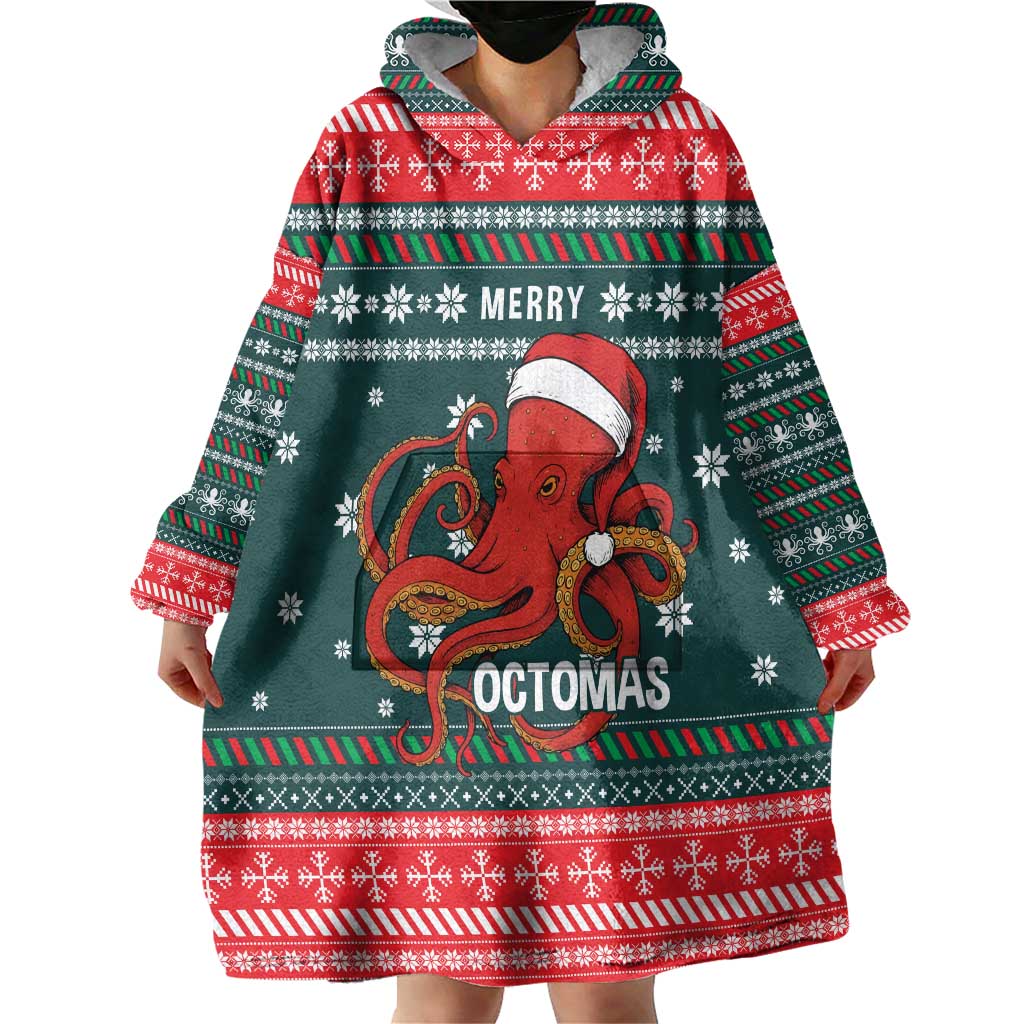 Merry Octomas Christmas Wearable Blanket Hoodie Xmas Holiday Patterns - Wonder Print Shop