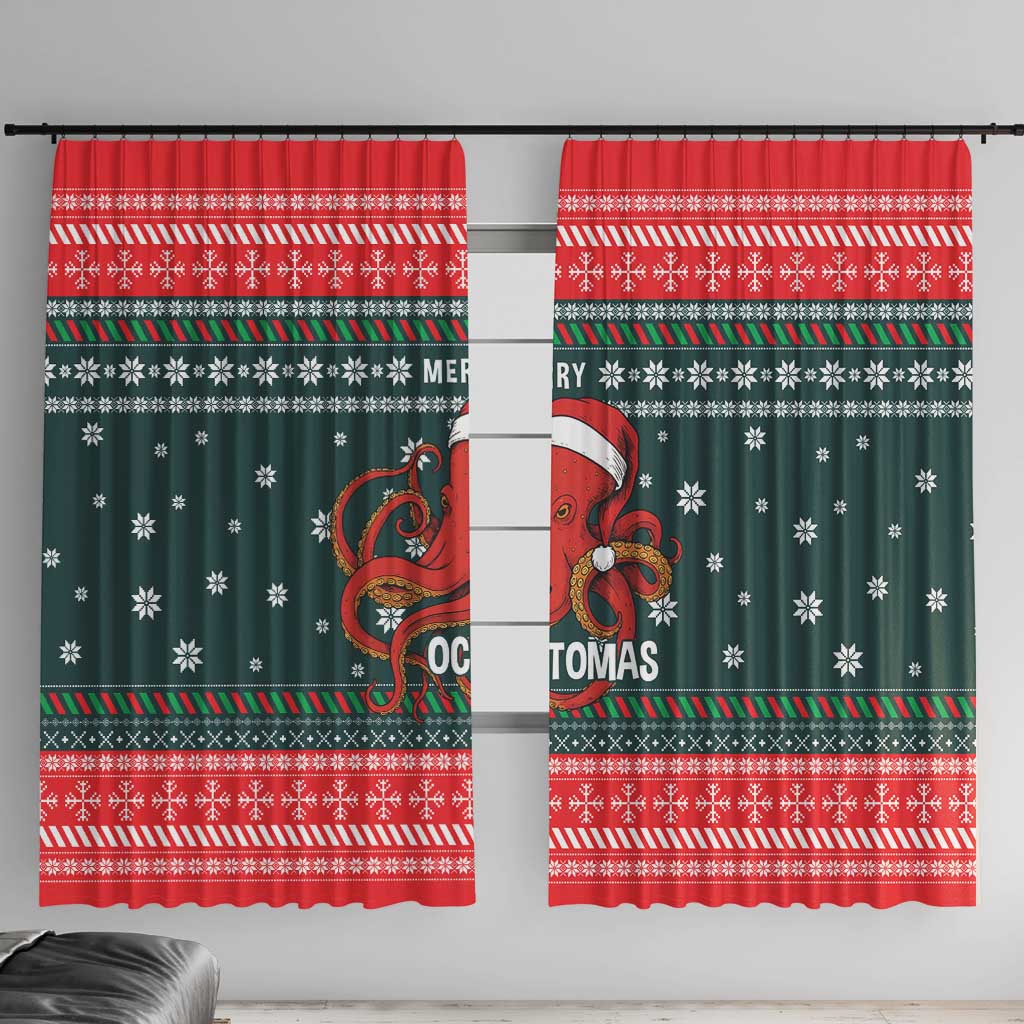 Merry Octomas Christmas Window Curtain Xmas Holiday Patterns - Wonder Print Shop