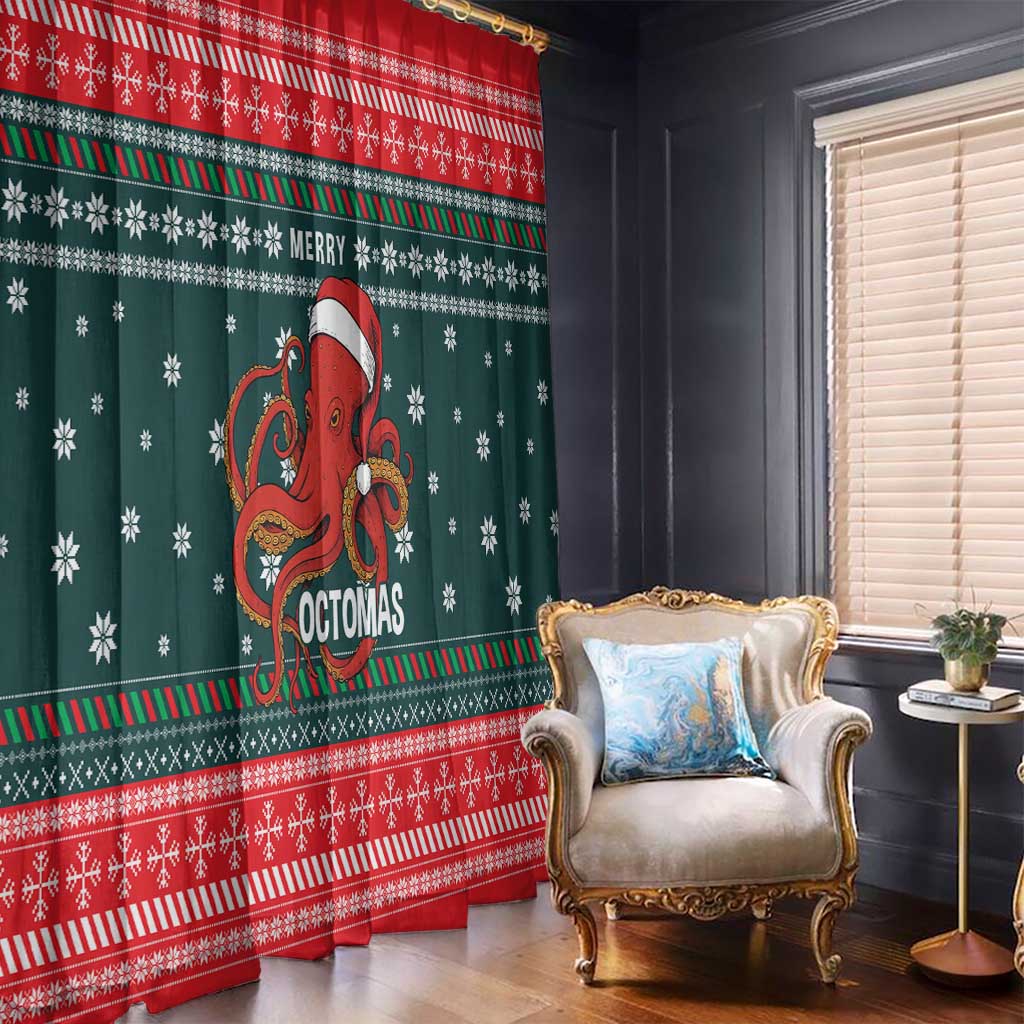 Merry Octomas Christmas Window Curtain Xmas Holiday Patterns - Wonder Print Shop
