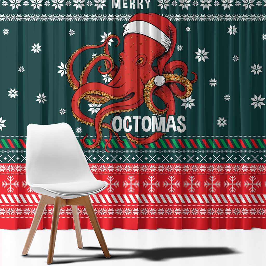 Merry Octomas Christmas Window Curtain Xmas Holiday Patterns - Wonder Print Shop