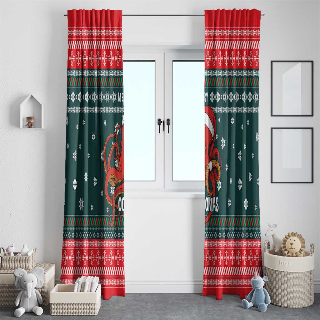 Merry Octomas Christmas Window Curtain Xmas Holiday Patterns - Wonder Print Shop
