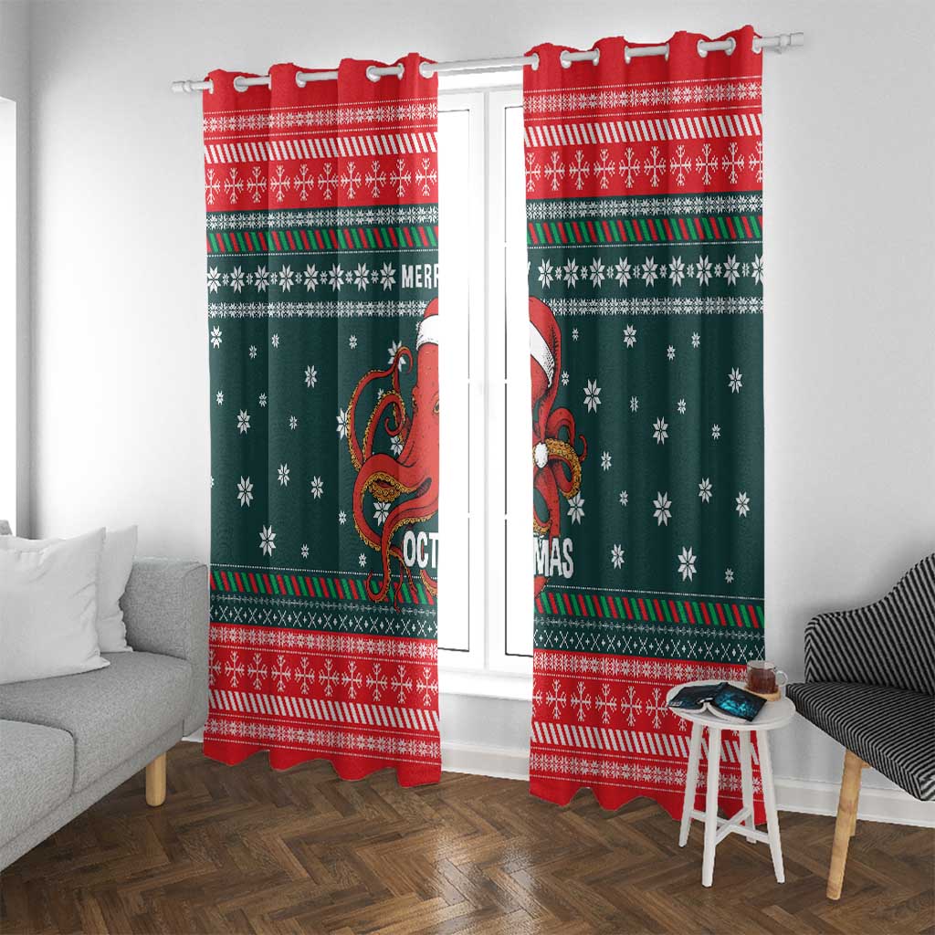 Merry Octomas Christmas Window Curtain Xmas Holiday Patterns - Wonder Print Shop