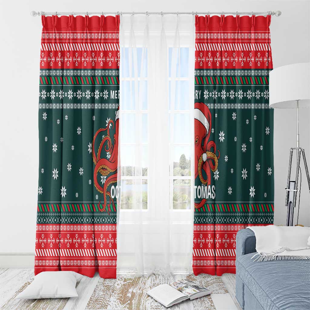 Merry Octomas Christmas Window Curtain Xmas Holiday Patterns - Wonder Print Shop