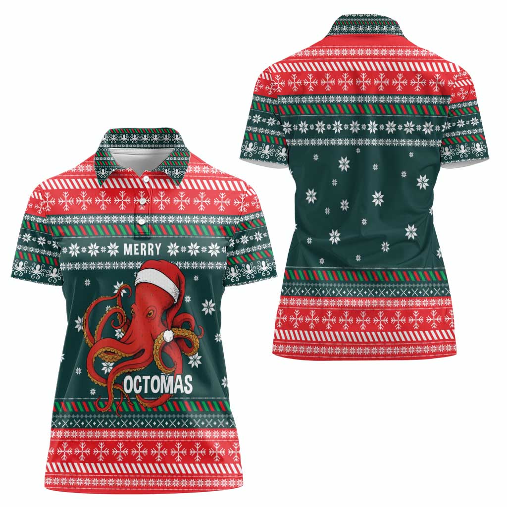 Merry Octomas Christmas Women Polo Shirt Xmas Holiday Patterns - Wonder Print Shop