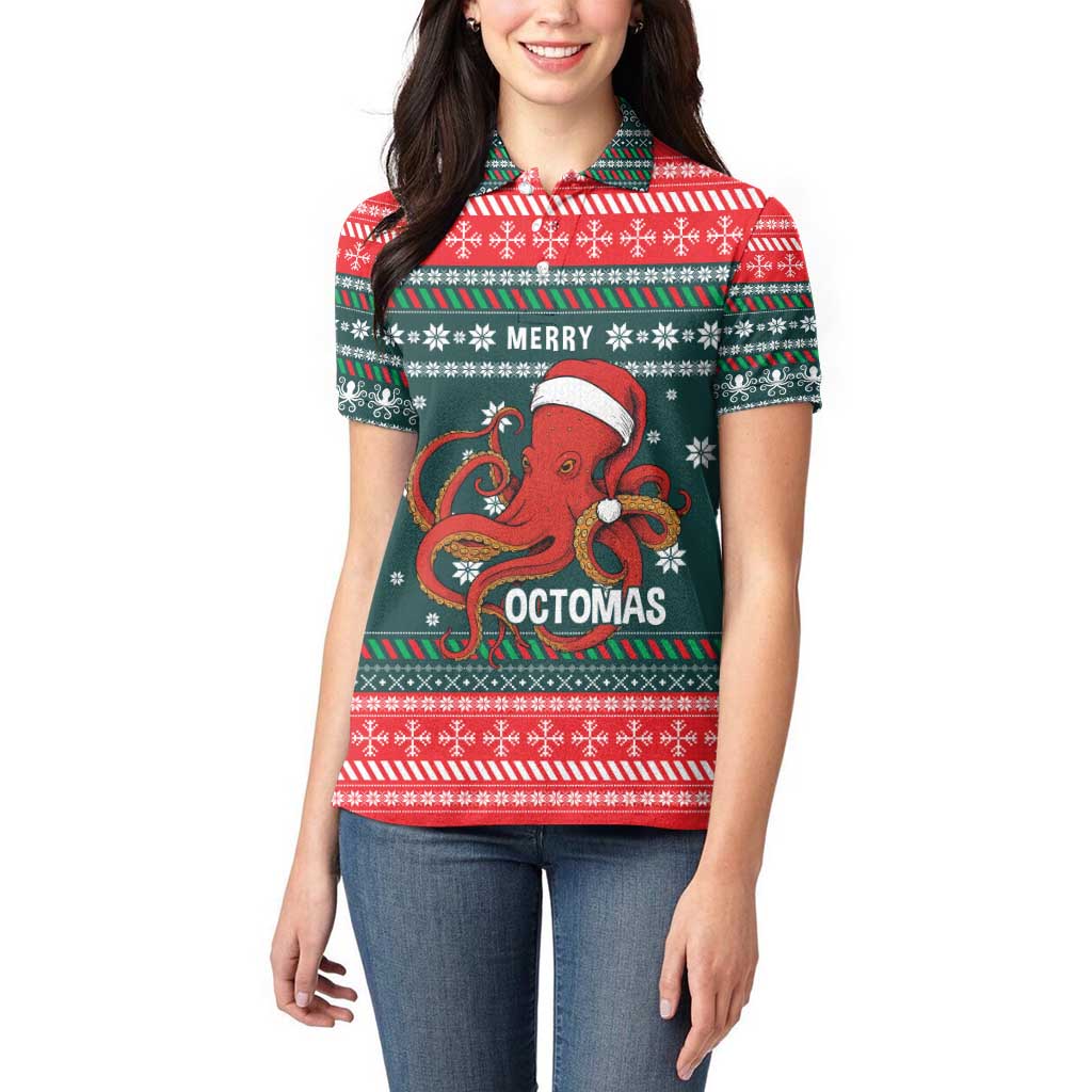 Merry Octomas Christmas Women Polo Shirt Xmas Holiday Patterns - Wonder Print Shop
