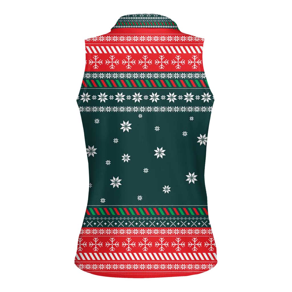 Merry Octomas Christmas Women Sleeveless Polo Shirt Xmas Holiday Patterns - Wonder Print Shop