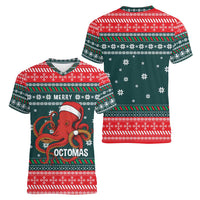 Merry Octomas Christmas Women V-Neck T-Shirt Xmas Holiday Patterns - Wonder Print Shop