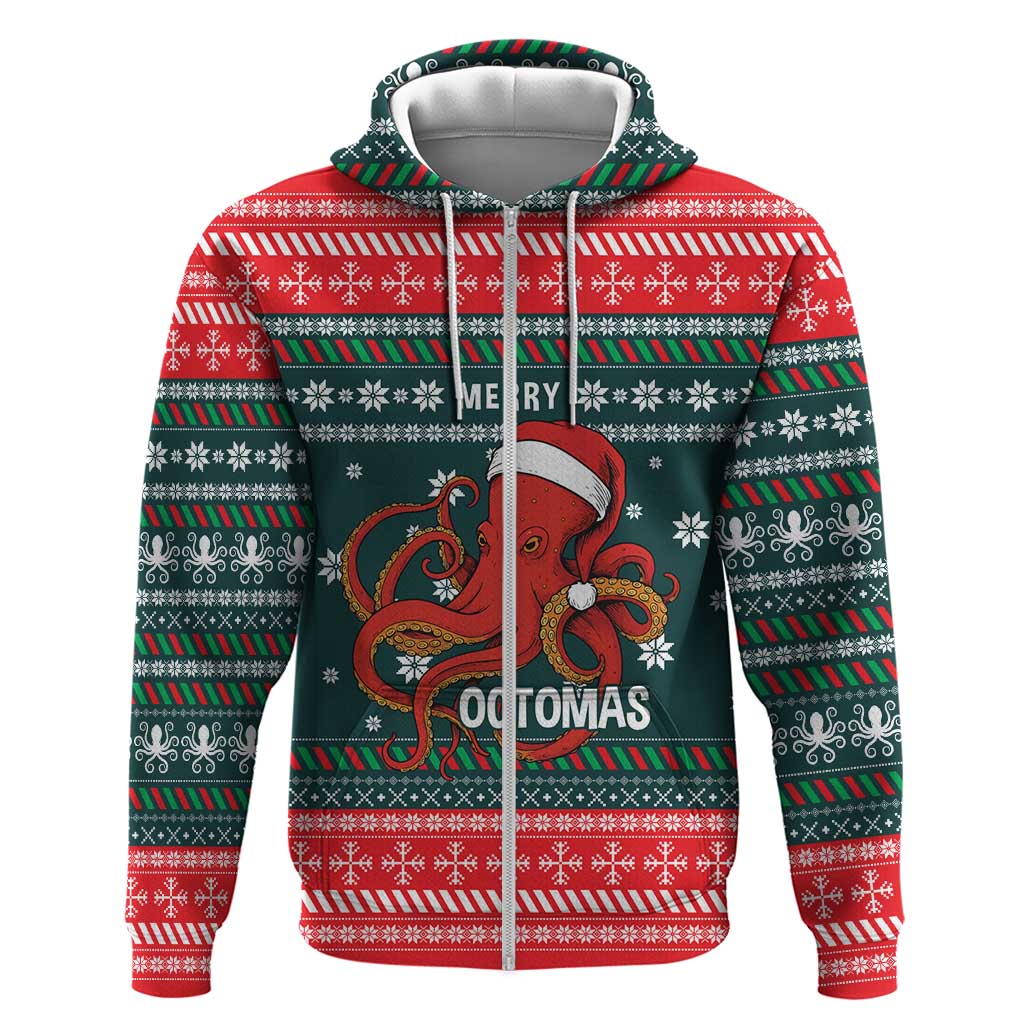 Merry Octomas Christmas Zip Hoodie Xmas Holiday Patterns - Wonder Print Shop