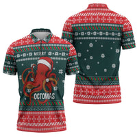 Merry Octomas Christmas Zipper Polo Shirt Xmas Holiday Patterns - Wonder Print Shop
