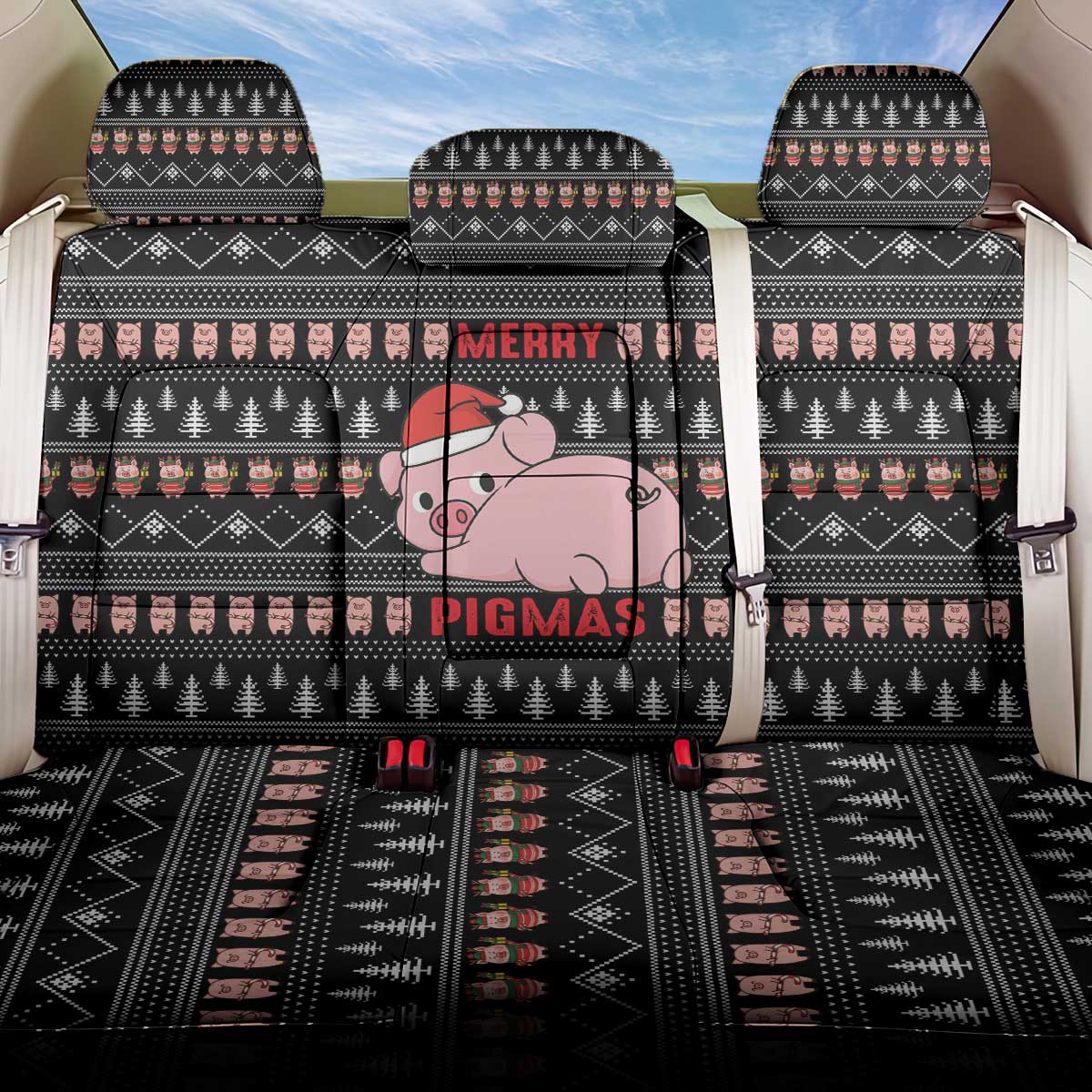 Merry Pigmas Christmas Back Car Seat Cover Xmas Holiday Patterns - Wonder Print Shop