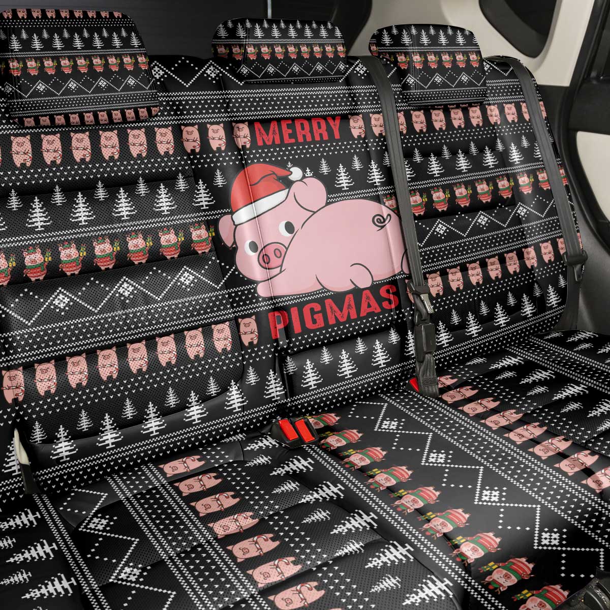 Merry Pigmas Christmas Back Car Seat Cover Xmas Holiday Patterns - Wonder Print Shop