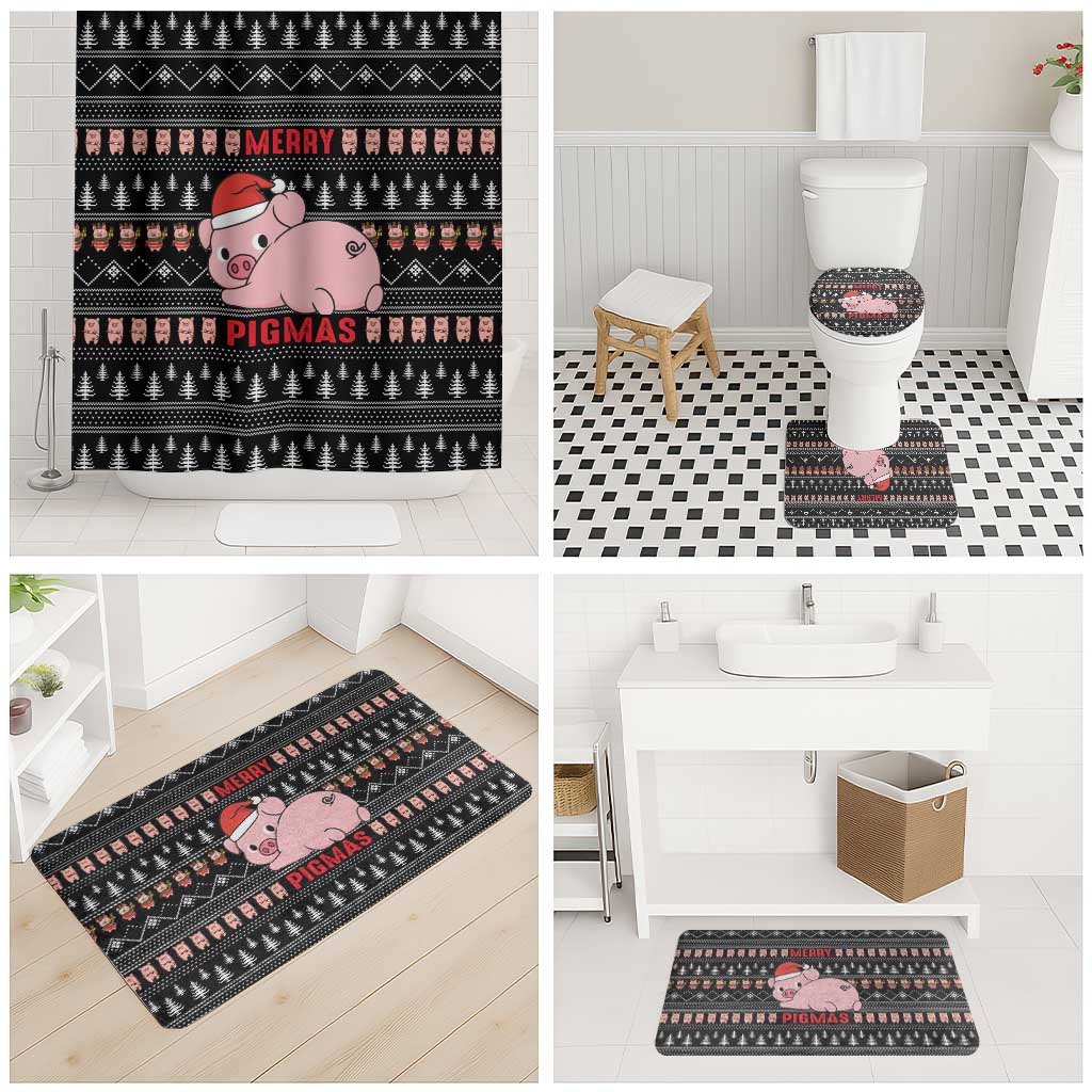 Merry Pigmas Christmas Bathroom Set Xmas Holiday Patterns - Wonder Print Shop