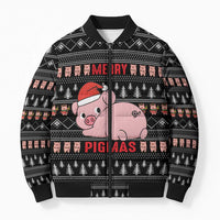 Merry Pigmas Christmas Bomber Puffer Jacket Xmas Holiday Patterns - Wonder Print Shop