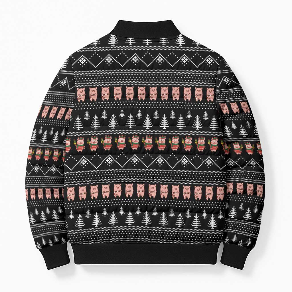 Merry Pigmas Christmas Bomber Puffer Jacket Xmas Holiday Patterns - Wonder Print Shop