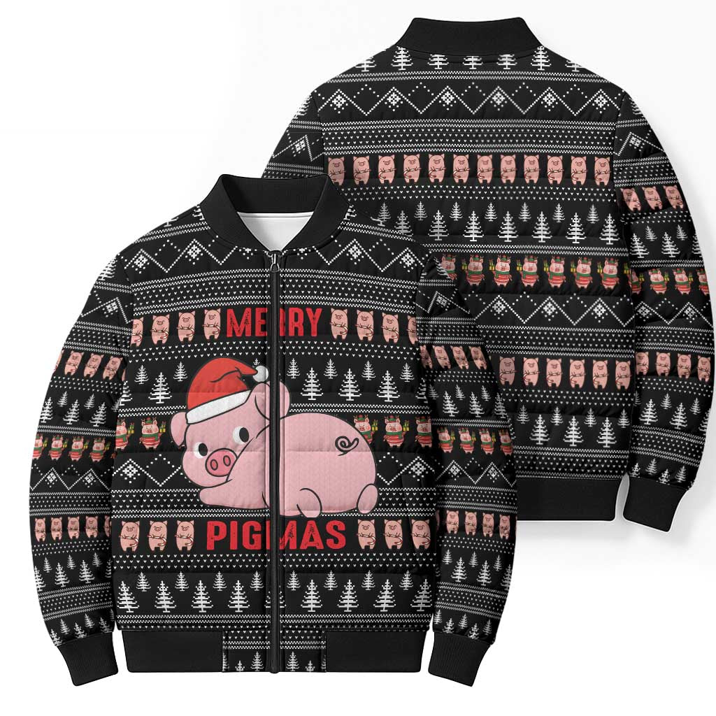 Merry Pigmas Christmas Bomber Puffer Jacket Xmas Holiday Patterns - Wonder Print Shop