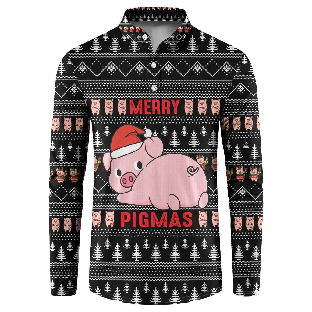 Merry Pigmas Christmas Button Sweatshirt Xmas Holiday Patterns - Wonder Print Shop