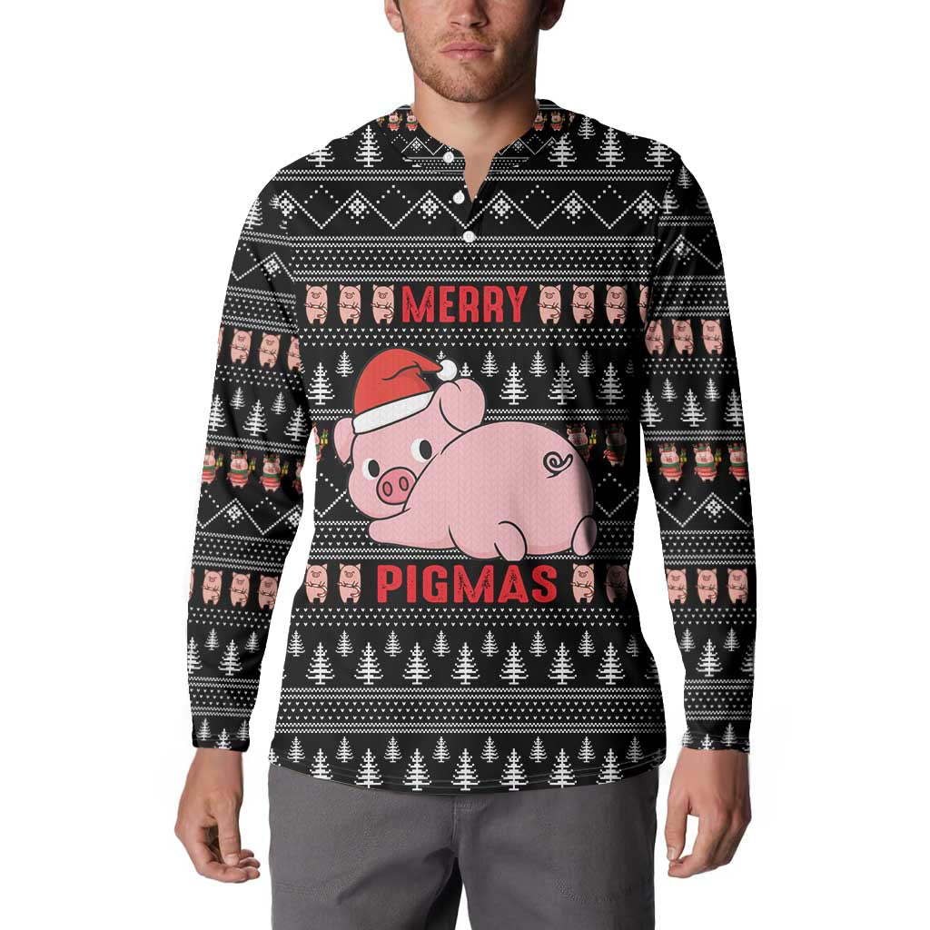 Merry Pigmas Christmas Button Sweatshirt Xmas Holiday Patterns - Wonder Print Shop