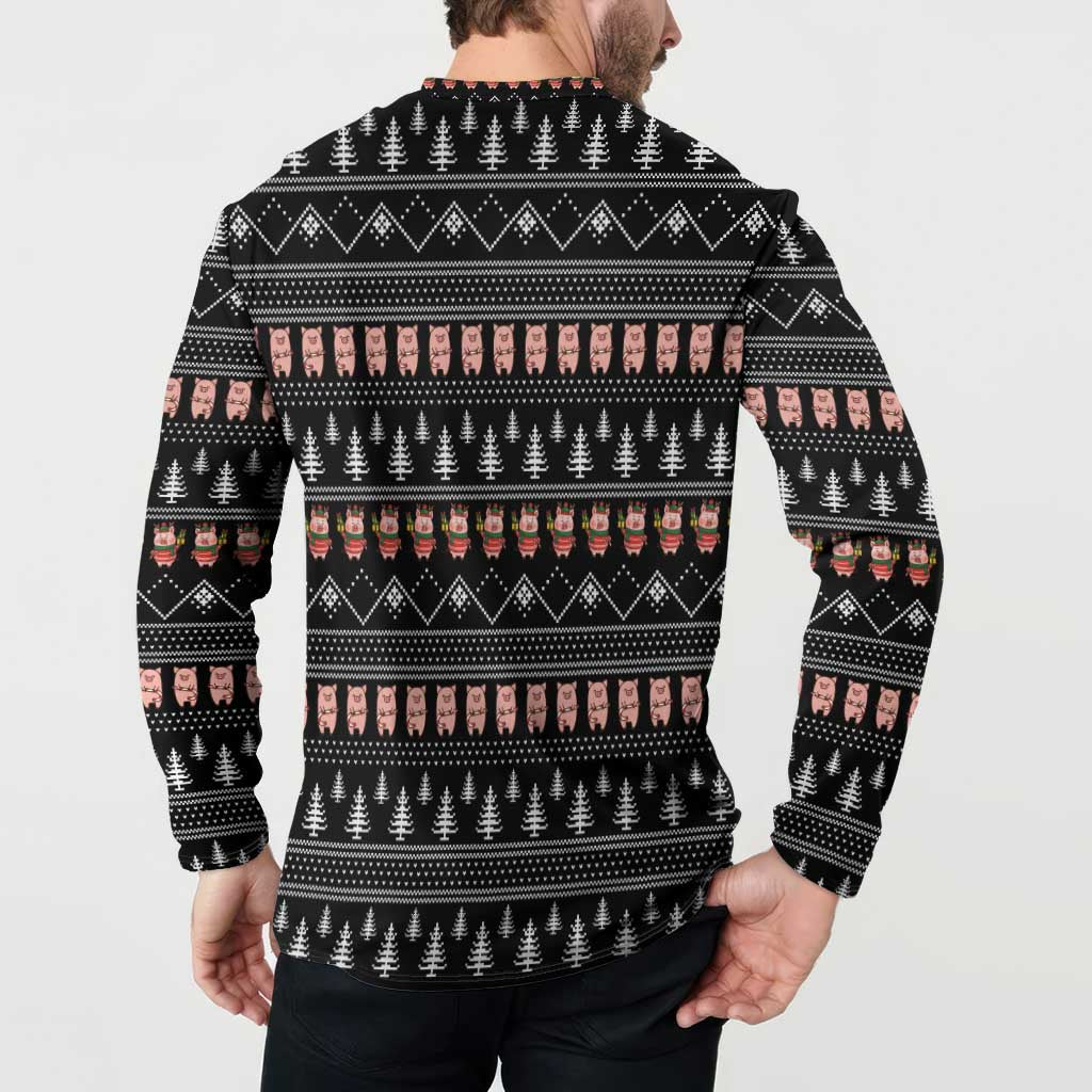 Merry Pigmas Christmas Button Sweatshirt Xmas Holiday Patterns - Wonder Print Shop