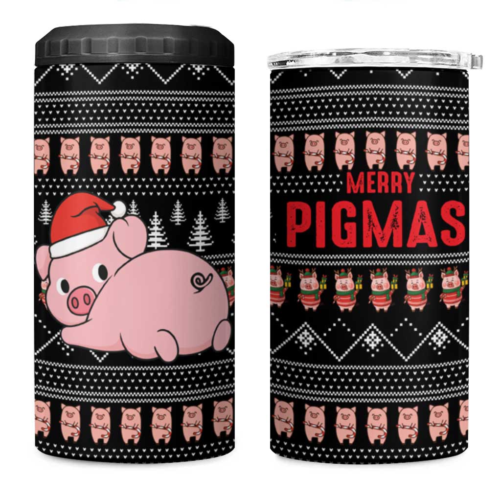 Merry Pigmas Christmas 4 in 1 Can Cooler Tumbler Xmas Holiday Patterns - Wonder Print Shop