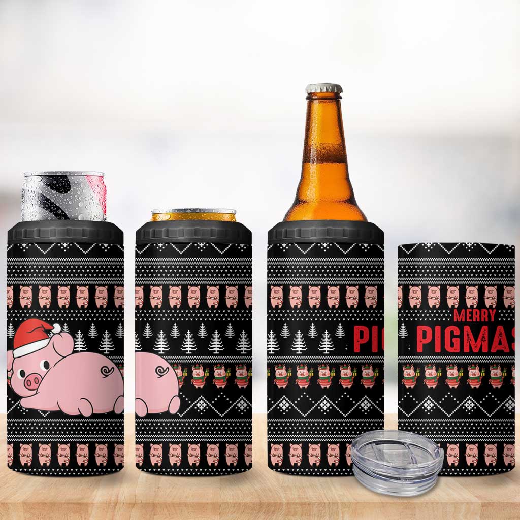 Merry Pigmas Christmas 4 in 1 Can Cooler Tumbler Xmas Holiday Patterns - Wonder Print Shop
