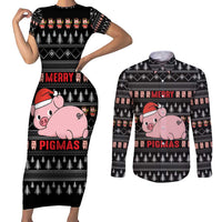 Merry Pigmas Christmas Couples Matching Short Sleeve Bodycon Dress and Long Sleeve Button Shirt Xmas Holiday Patterns - Wonder Print Shop