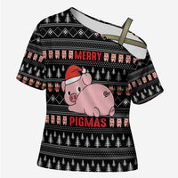 Merry Pigmas Christmas Cross Shoulder Shirt Xmas Holiday Patterns - Wonder Print Shop