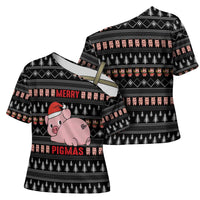 Merry Pigmas Christmas Cross Shoulder Shirt Xmas Holiday Patterns - Wonder Print Shop
