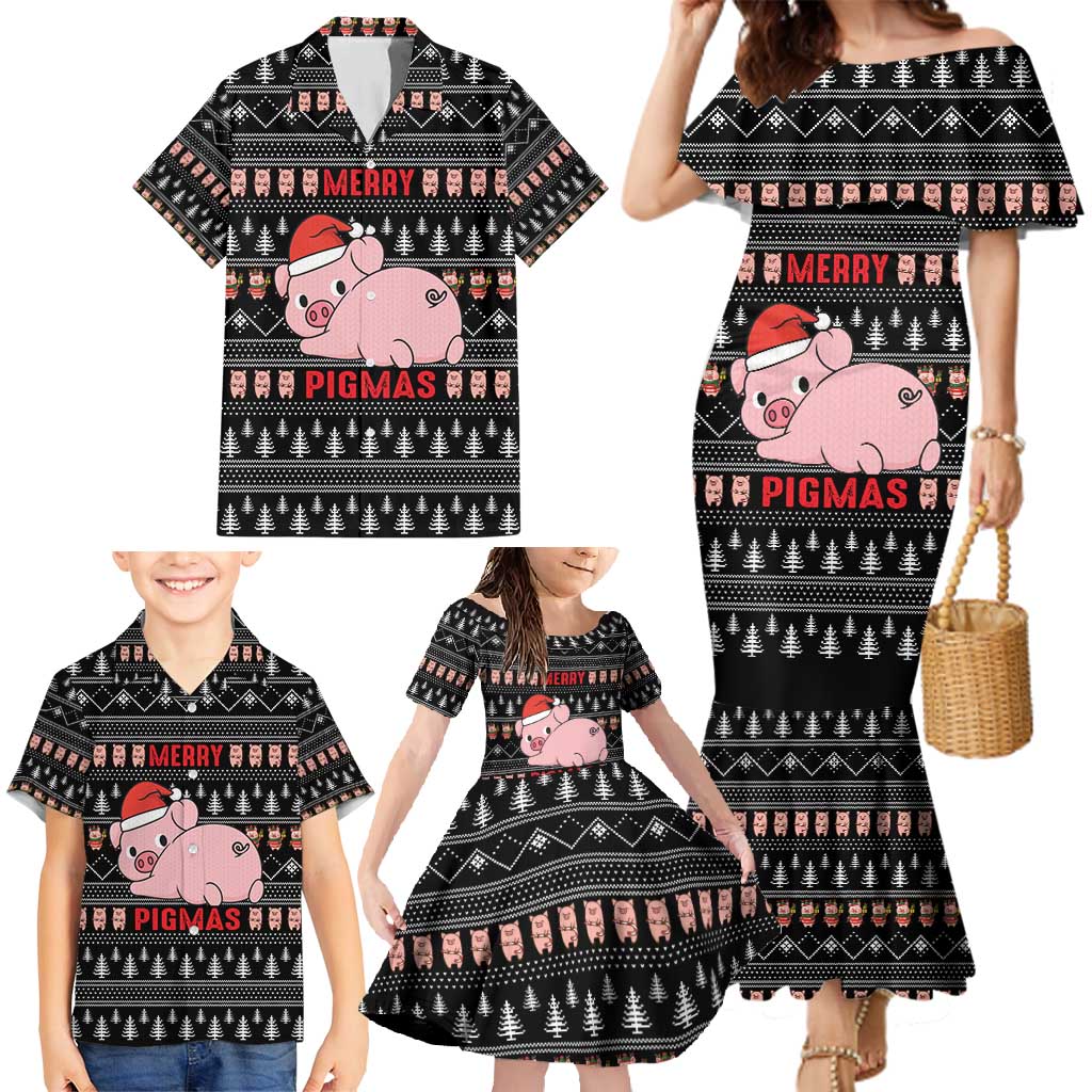 Merry Pigmas Christmas Family Matching Mermaid Dress and Hawaiian Shirt Xmas Holiday Patterns - Wonder Print Shop