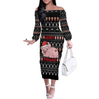 Merry Pigmas Christmas Family Matching Off The Shoulder Long Sleeve Dress and Hawaiian Shirt Xmas Holiday Patterns - Wonder Print Shop