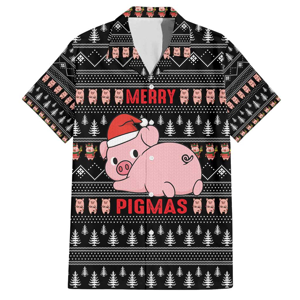 Merry Pigmas Christmas Family Matching Off Shoulder Maxi Dress and Hawaiian Shirt Xmas Holiday Patterns - Wonder Print Shop