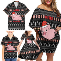 Merry Pigmas Christmas Family Matching Off Shoulder Short Dress and Hawaiian Shirt Xmas Holiday Patterns - Wonder Print Shop