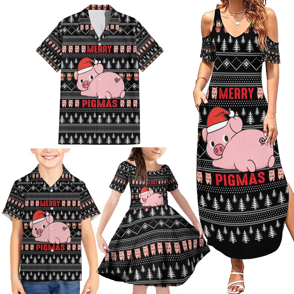 Merry Pigmas Christmas Family Matching Summer Maxi Dress and Hawaiian Shirt Xmas Holiday Patterns - Wonder Print Shop