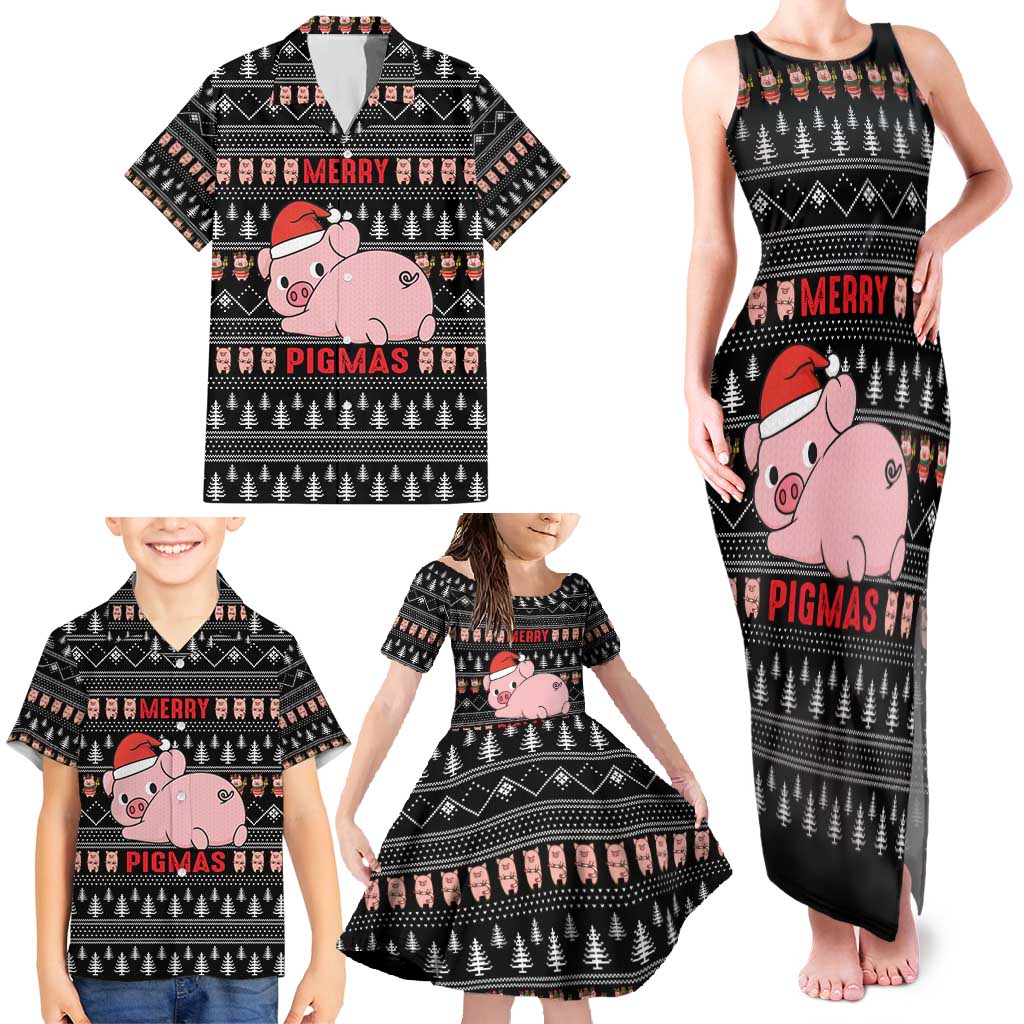Merry Pigmas Christmas Family Matching Tank Maxi Dress and Hawaiian Shirt Xmas Holiday Patterns - Wonder Print Shop
