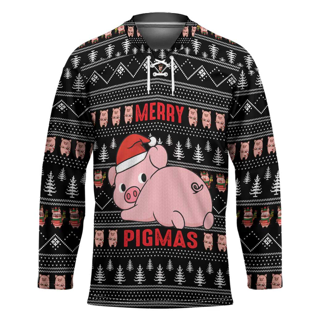 Merry Pigmas Christmas Hockey Jersey Xmas Holiday Patterns - Wonder Print Shop