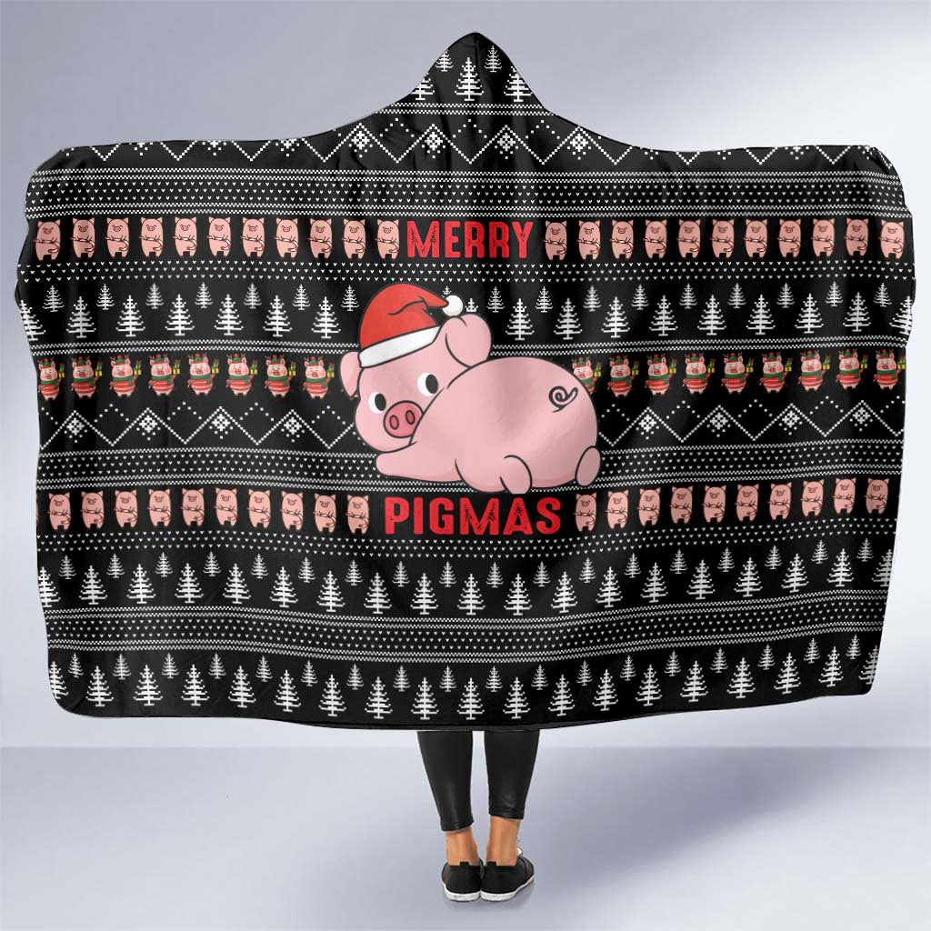 Merry Pigmas Christmas Hooded Blanket Xmas Holiday Patterns - Wonder Print Shop