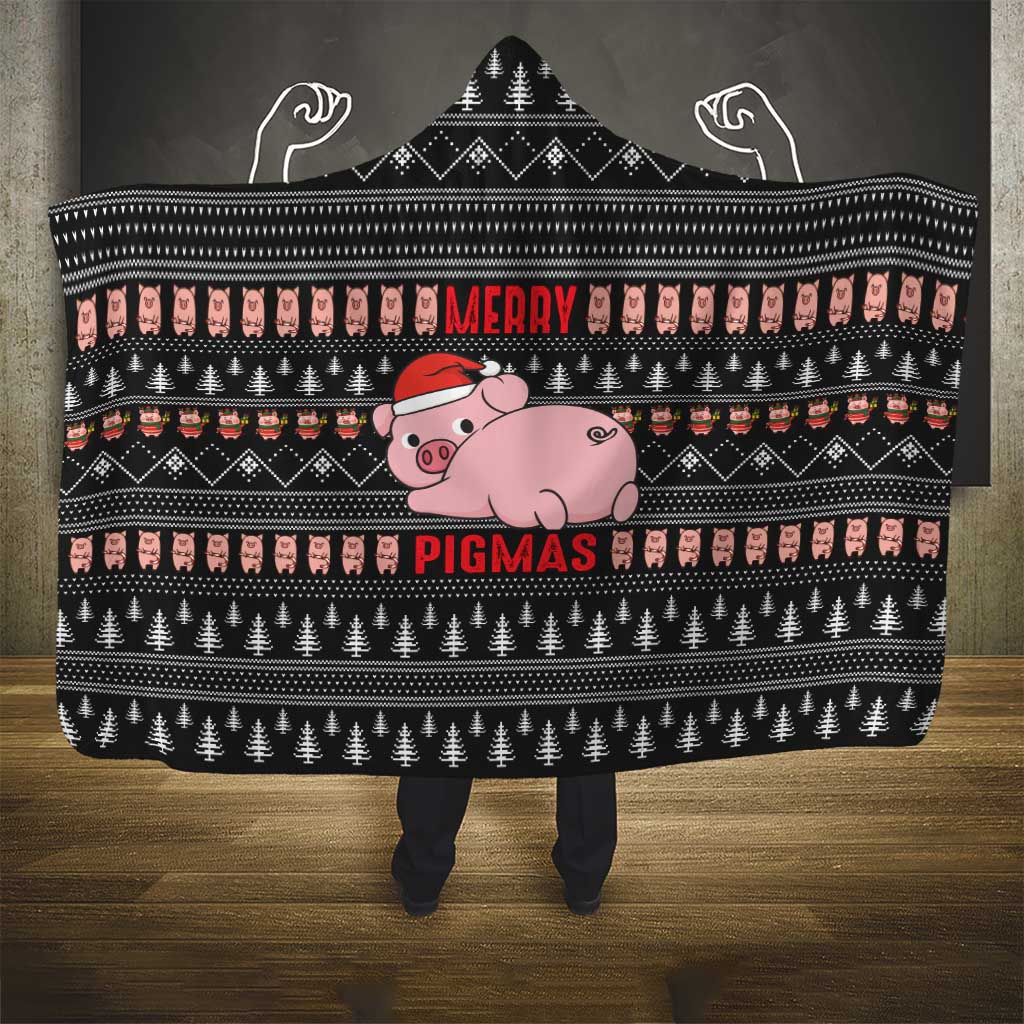 Merry Pigmas Christmas Hooded Blanket Xmas Holiday Patterns - Wonder Print Shop