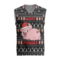 Merry Pigmas Christmas Knitted V-Neck Vest Xmas Holiday Patterns - Wonder Print Shop