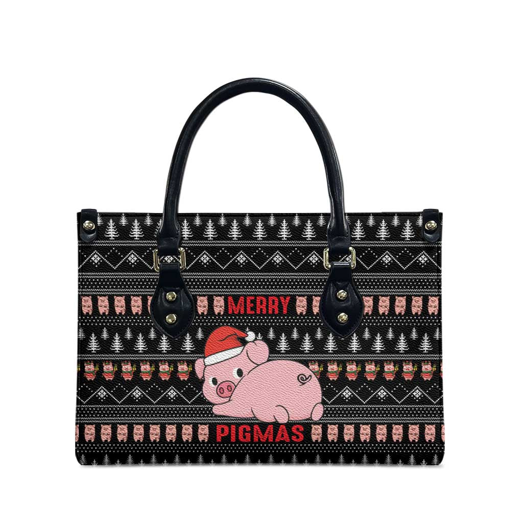 Merry Pigmas Christmas Leather Bag Xmas Holiday Patterns - Wonder Print Shop